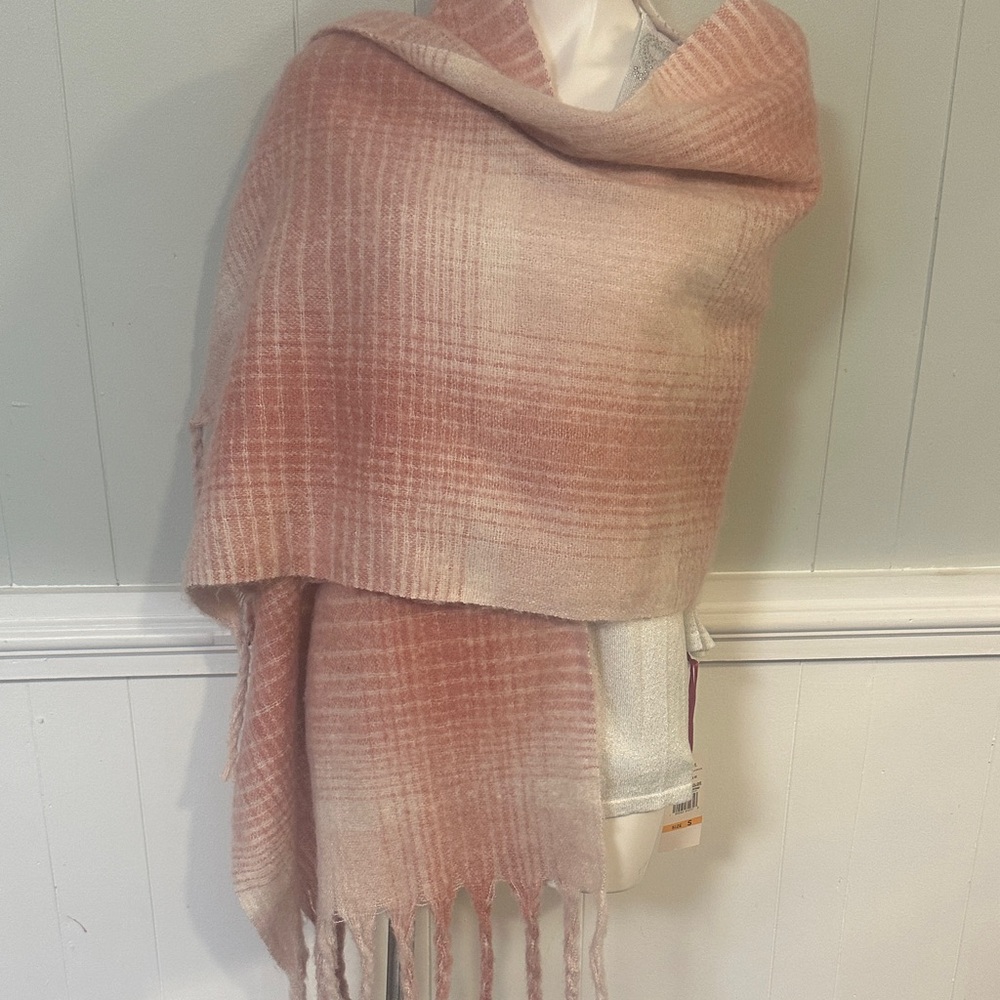 Steve Madden Pink Plaid Scarf